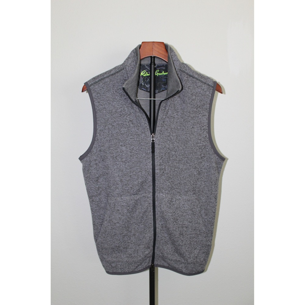 Robert Graham Men's Heather Grey Marl Full Zip Mock Neck Knit Vest Small NWOT